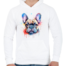 PRINTFASHION Francia bulldog - Férfi kapucnis pulóver - Fehér