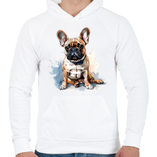PRINTFASHION francia bulldog - Férfi kapucnis pulóver - Fehér