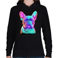 PRINTFASHION Francia bulldog  - Női kapucnis pulóver - Fekete