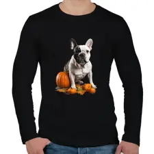 PRINTFASHION francia bulldog tökkel - Férfi hosszú ujjú póló - Fekete férfi póló