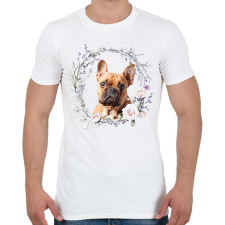 PRINTFASHION francia bulldog virágokkal - Férfi póló - Fehér férfi póló
