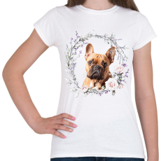 PRINTFASHION francia bulldog virágokkal - Női póló - Fehér