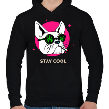 PRINTFASHION Francia Bulldog Weed - Férfi kapucnis pulóver - Fekete férfi pulóver, kardigán