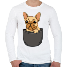 PRINTFASHION Francia bulldog zsebminta - Férfi hosszú ujjú póló - Fehér férfi póló
