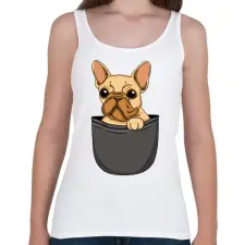 PRINTFASHION Francia bulldog zsebminta - Női atléta - Fehér női trikó