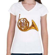 PRINTFASHION Francia kürt - Női V-nyakú póló - Fehér