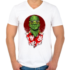 PRINTFASHION Frank nyaral - Férfi V-nyakú póló - Fehér