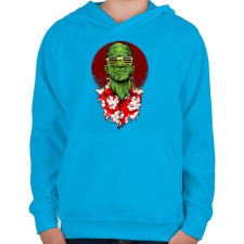 PRINTFASHION Frank nyaral - Gyerek kapucnis pulóver - Azúrkék gyerek pulóver, kardigán