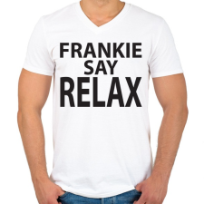 PRINTFASHION frankie-say-relax-black - Férfi V-nyakú póló - Fehér férfi póló