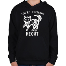 PRINTFASHION Freaking meowt - Gyerek kapucnis pulóver - Fekete