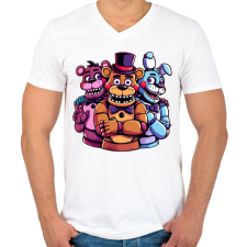 PRINTFASHION Freddy Fazbear and friends - Férfi V-nyakú póló - Fehér férfi póló
