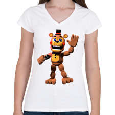 PRINTFASHION Freddy - Fazbear & Friends FNAF - Női V-nyakú póló - Fehér női póló