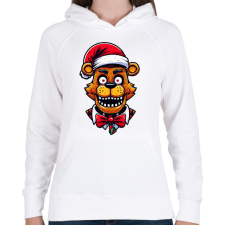 PRINTFASHION Freddy Fazbear Karácsonyi minta - Női kapucnis pulóver - Fehér női pulóver, kardigán