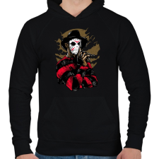 PRINTFASHION Freddy & Jason - Férfi kapucnis pulóver - Fekete férfi pulóver, kardigán