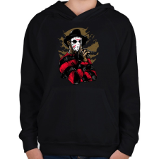 PRINTFASHION Freddy & Jason - Gyerek kapucnis pulóver - Fekete gyerek pulóver, kardigán