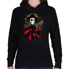PRINTFASHION Freddy & Jason - Női kapucnis pulóver - Fekete női pulóver, kardigán
