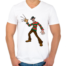 PRINTFASHION Freddy_Krueger_ - Férfi V-nyakú póló - Fehér férfi póló