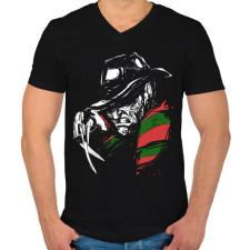 PRINTFASHION Freddy Krueger - Férfi V-nyakú póló - Fekete férfi póló