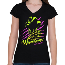 PRINTFASHION Freddy Krueger - Női V-nyakú póló - Fekete