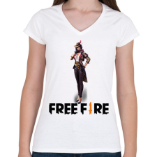 PRINTFASHION free fire clu - Női V-nyakú póló - Fehér női póló