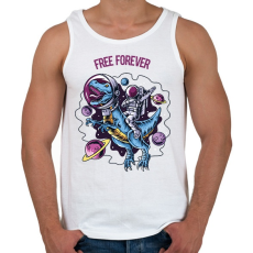 PRINTFASHION Free forever - Dínó és űrhajós - Férfi atléta - Fehér