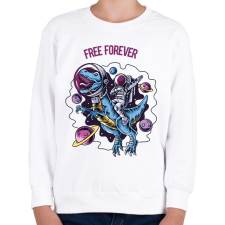 PRINTFASHION Free forever - Dínó és űrhajós - Gyerek pulóver - Fehér gyerek pulóver, kardigán