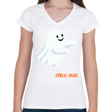 PRINTFASHION Free hug... - Női V-nyakú póló - Fehér