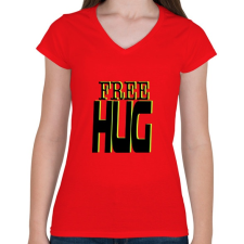 PRINTFASHION Free hug - Női V-nyakú póló - Piros női póló