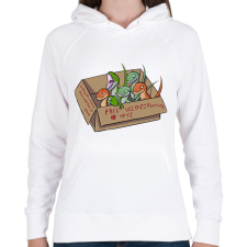 PRINTFASHION Free velociraptors - Női kapucnis pulóver - Fehér női pulóver, kardigán