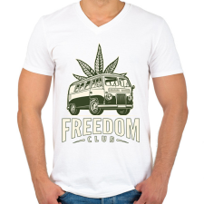 PRINTFASHION freedom club - weed and travel - Férfi V-nyakú póló - Fehér férfi póló
