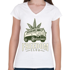 PRINTFASHION freedom club - weed and travel - Női V-nyakú póló - Fehér