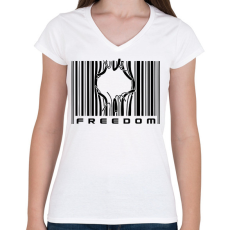 PRINTFASHION Freedom - Női V-nyakú póló - Fehér