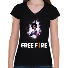 PRINTFASHION freefire2 - Női V-nyakú póló - Fekete