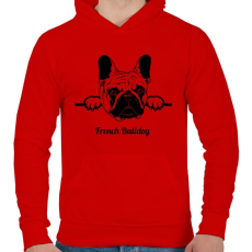 PRINTFASHION French Bulldog - Férfi kapucnis pulóver - Piros