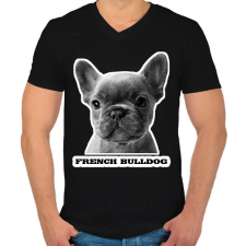 PRINTFASHION french bulldog - Férfi V-nyakú póló - Fekete férfi póló