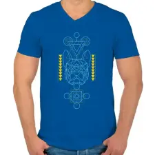PRINTFASHION french bulldog joga - Férfi V-nyakú póló - Királykék férfi póló