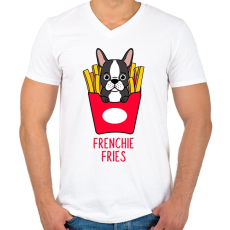 PRINTFASHION Frenchie Fries  - Férfi V-nyakú póló - Fehér