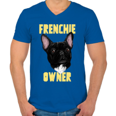 PRINTFASHION FRENCHIE OWNER 2 - Férfi V-nyakú póló - Királykék