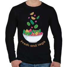 PRINTFASHION Fresh and Vega - Férfi hosszú ujjú póló - Fekete férfi póló