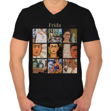 PRINTFASHION Frida - részletek - Férfi V-nyakú póló - Fekete férfi póló