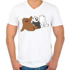 PRINTFASHION Friend Bears 2 - Férfi V-nyakú póló - Fehér férfi póló