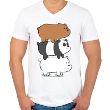 PRINTFASHION Friend Bears 3 - Férfi V-nyakú póló - Fehér férfi póló