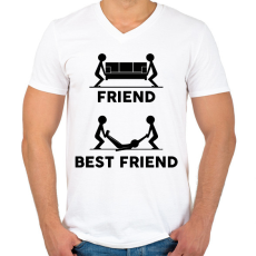 PRINTFASHION Friend - Best friend - Férfi V-nyakú póló - Fehér