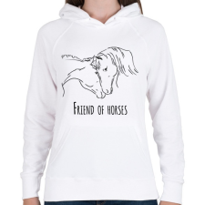 PRINTFASHION Friend of horses - Női kapucnis pulóver - Fehér női pulóver, kardigán