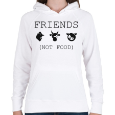 PRINTFASHION FRIENDS, NOT FOOD. - Női kapucnis pulóver - Fehér női pulóver, kardigán