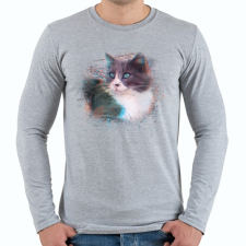 PRINTFASHION Fröcskölt macska - Férfi hosszú ujjú póló - Sport szürke férfi póló