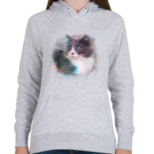 PRINTFASHION Fröcskölt macska - Női kapucnis pulóver - Sport szürke női pulóver, kardigán