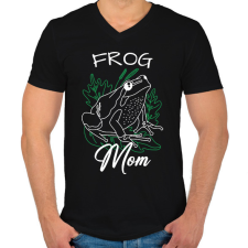 PRINTFASHION Frog Mom - Férfi V-nyakú póló - Fekete férfi póló