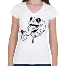 PRINTFASHION Frog with drug - Női V-nyakú póló - Fehér