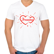 PRINTFASHION Fruzsina - Férfi V-nyakú póló - Fehér